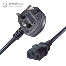 Image of 1m UK Mains Power Cable UK Plug to C13 Socket