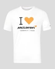 Image of McLaren F1 Official Team I Love McLaren" Graphic Unisex T-Shirt Tee White