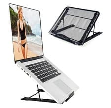 Image of Adjustable Foldable Laptop Stand Riser 10-17 Inch 10kg Ergonomic Holder Black
