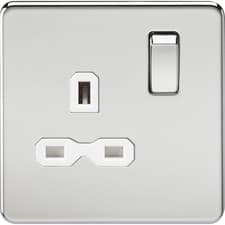 Image of Knightsbridge Screwless Flat Plate 13A 1G DP Switched Socket - Polished Chrome