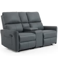 Image of MADRID 2 SEATER w CONSOLE MANUAL RECLINER AIR LEATHER SOFA