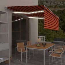 Image of Manual Retractable Awning with Blind & LED 4x3m Orange & Brown vidaXL