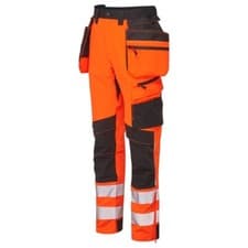 Image of PORTWEST DX4 Hi Vis Detachable Holster Work Trousers Kneepad Pockets Safety Pant