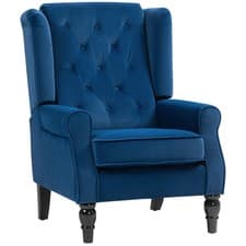 Image of HOMCOM Accent Armchair Home Furniture Retro Tufted Club Fabric Blue