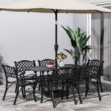 Image of 7-Pieces Outdoor Garden Furniture Set Cast Aluminium Dining Table and 6 Chairs