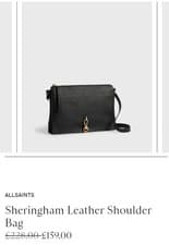 Image of Allsaints Black Leather Sheringham Shoulder Bag BNWOT