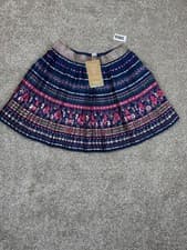 Image of Monsoon Girls Navy Floral Pleated Skirt Age 7-8 Years