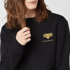 Image of Official Harry Potter Hufflepuff Adults Sweatshirt - Unisex Embroidered Black