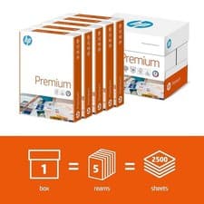 Image of HP Premium A4 Copy Printer Paper 90gsm Bright White 2500 Sheets FULL BOX VAT INC