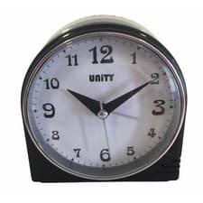 Image of BEEP ALARM CLOCK 9CM IN BLACK WITH SWEEPING SECONDS HAND AND SNOOZE