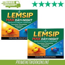 Image of 2x - Lemsip Max Day & Night Cold & Flu Relief Capsules 16 Pack (32 Capsules)
