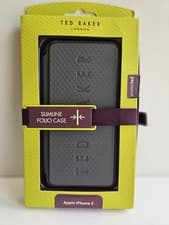 Image of Ted Baker Apple iPhone x Slimline Folio Case Grey New In Box Free Postage