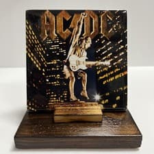 Image of AC/DC Rock Band Classic Home Office Decor Ceramic Tile Coasters And Rustic Stand