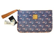 Image of Dooney & Bourke NFL New England Patriots Navy Blue Coated Canvas Clutch Wristlet