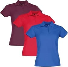 Image of Fruit of the Loom Pack of 3 Ladies 65/35 Polo Shirt Women's Polo Shirt XS - 2XL