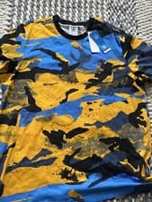 Image of Adidas Classic Originals Camo AOP l Men's T-Shirt Sz S-XL $40 Blue Yellow