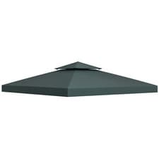 Image of Outsunny 3(m) 2 Tier Gazebo Top Cover Replacement Canopy Roof Charcoal Grey