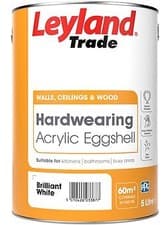 Image of Leyland Trade Acrylic Hardwearing Eggshell Brilliant White - All Sizes