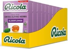 Image of 10 X Ricola Elderflower Sugar Free Natural Herbal Sweets 45g