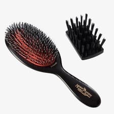 Image of Mason Pearson BN2 Junior Bristle & Nylon Hairbrush Dark Ruby w/Cleaning Brush