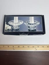 Image of 2x Crystal Candle Holders Clear Round Faceted #315199 Open Box NEW