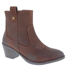 Image of HX London Dakota Women's Leather Western Ankle Cowboy Boots
