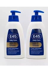Image of 2 x E45 Rich Cream Daily Care Body Moisturiser 400 ml with Vitamin C & E