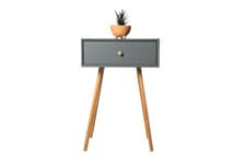 Image of Bedside Table Nightstand with Drawer Storage Unit Modern Wooden Bedroom Decor