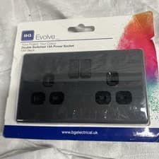 Image of BG Evolve Matt Black Screwless Double 13a Switched Socket