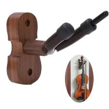 Image of D-Violin Shaped Wall Mount Black Walnut Wood Colour Violin Holder For Home And