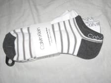 Image of BNWT CALVIN KLEIN  Cushioned No Show Trainer Socks White Grey  3 Pairs   6.5-11