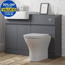 Image of Affine Bathroom Toilet WC Basin Sink Vanity Unit Combination Grey Gloss 600mm