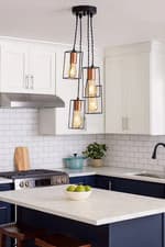 Image of Industrial 4-Light Black Copper Cage Pendant for Modern Spaces
