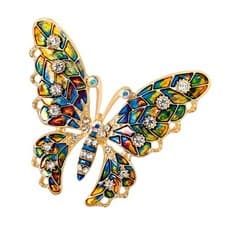 Image of Vivid Women's Enamel Crystal Cute Butterfly Brooch Scarf Pin