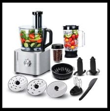 Image of Food Processor 11-in-1 Blending Kneading Juicing 1100W 3Speeds, 3.2L Bowl & 1.5L