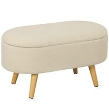 Image of HOMCOM Ottoman Storage Bench for Hallway, Living Room, Cream White