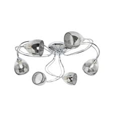 Image of Litecraft Ceiling Light Semi Flush 6 Arm With Smoke Ombre Glass Shades - Chrome