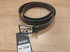 Image of Hugo Boss Calis Logo Belt 115cm Black 100% Cow Skin