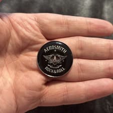 Image of Aerosmith Rock & Roll Enamel Metal Black Pin Badge Music Rock Band Brand New