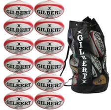 Image of Gilbert G TR4000 Trainer Rugby Ball 12 Pack Red with Breathable Ball Bag