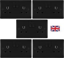 Image of 5x BG Nexus NFB22B Matt Satin Graphite Black 13Amp Double Plug Wall Socket 2Gang