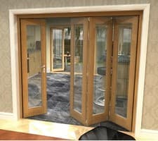 Image of Oak Internal Bifold Doors Unfinished Shaker 1 Lite Clear Glass 3 & 4 Door Option