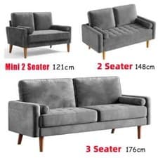 Image of 4 Seater Corduroy Sofa Jumbo Cord Modern Sofa Couch Seats with 2 Pillows Soft