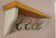 Image of Coat Rack With Shelf *wall mounted*4 Double Hooks*Pavillion Grey & Medium Oak*