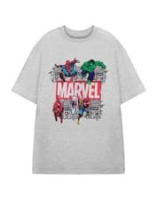 Image of Marvel Grey Comic Style Short Sleeved T-Shirt Mens