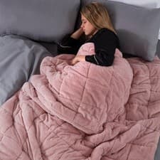 Image of Brentfords Super Soft Teddy Fleece Weighted Blanket 125x180cm 6kg Blush Pink New