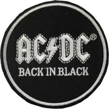 Image of AC/DC Iron-On Standard Patch: BACK IN BLACK CIRCLE: Official Lic Merch fan gift