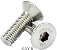 Image of M3 3mmØ COUNTERSUNK SCREWS A2 STAINLESS STEEL ALLEN KEY HEXAGON SOCKET BOLTS