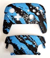 Image of Nintendo Switch Pro Controller Custom Shell - Black & Blue Paint Design *NEW*