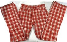 Image of Vintage Prior Westerns Jeans Womens 29 Orange Plaid Bell Bottom Western 70s